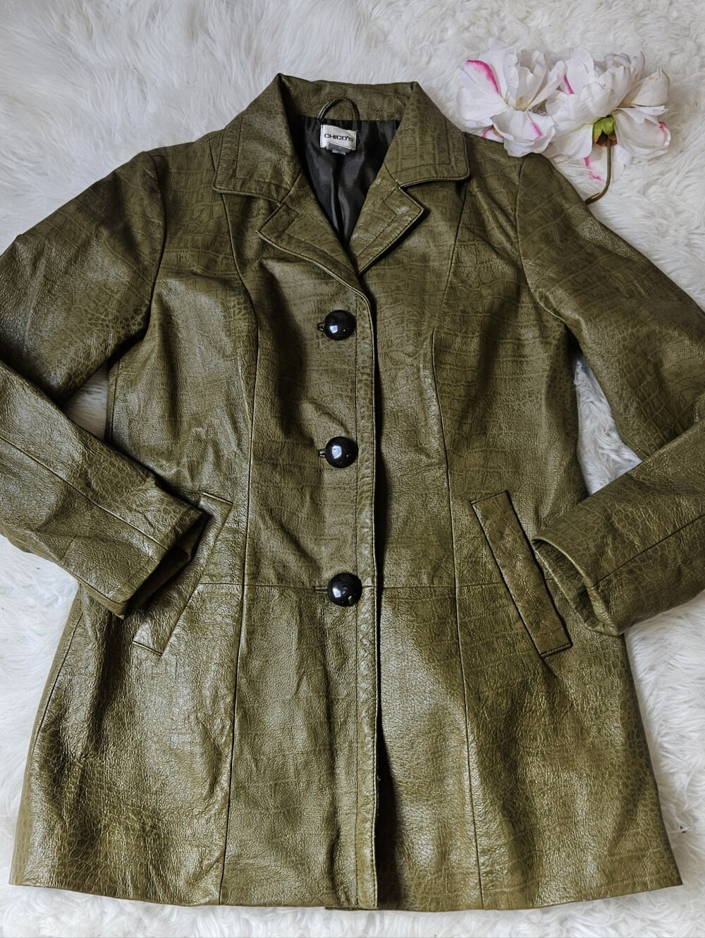 Chico's Leather Jacket Sz Small